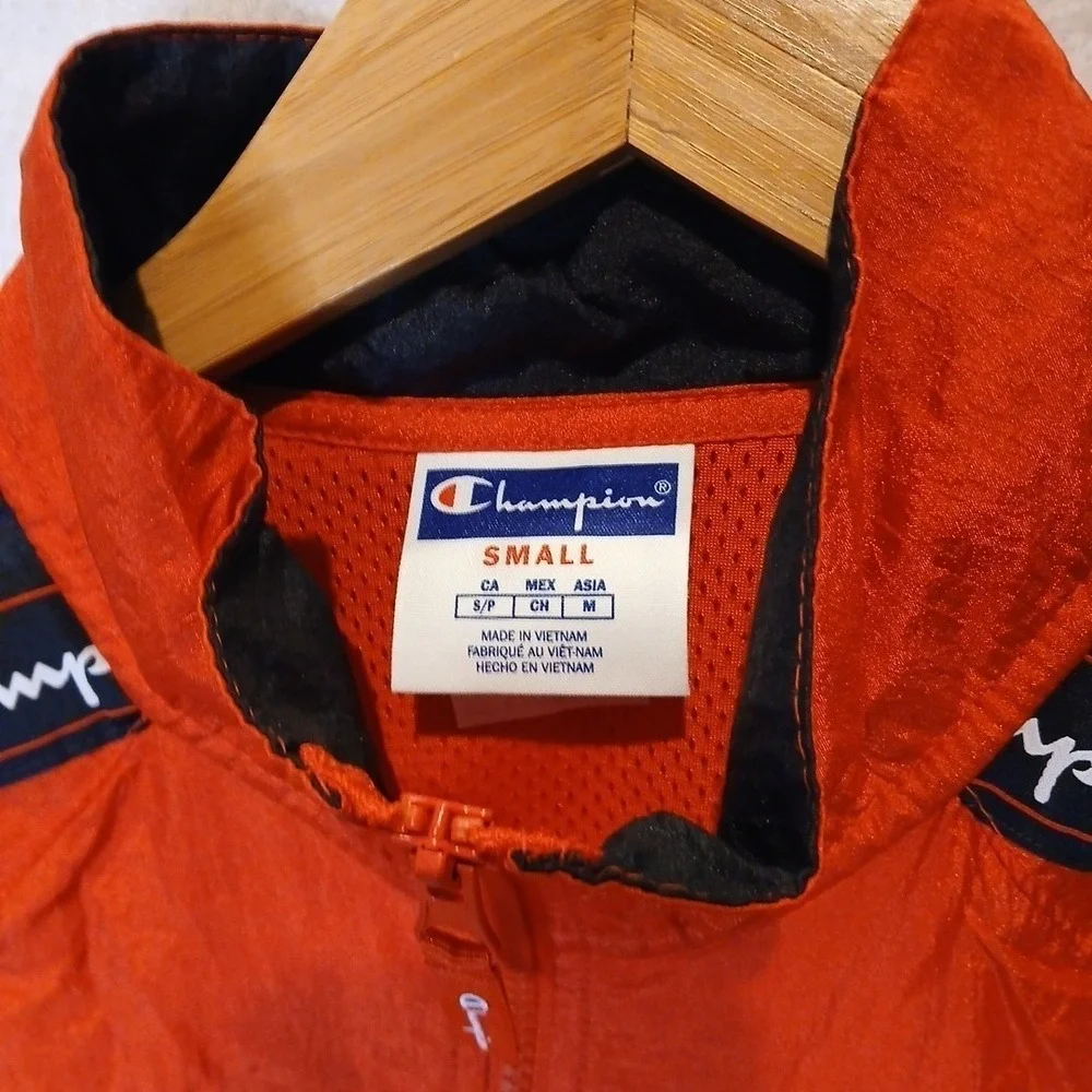 Champion Mens Small Red Black Windbreaker 90s Track Jacket Streetwear NWT